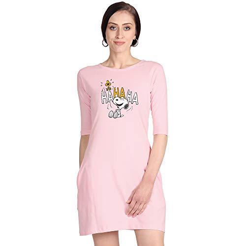 free authority peanuts printed regular fit pink cotton women's dress