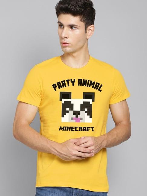 free authority printed minecraft yellow t-shirt for men