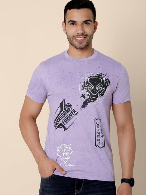 free authority purple cotton regular fit printed t-shirt