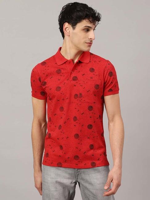 free authority red regular fit star wars printed polo t-shirt