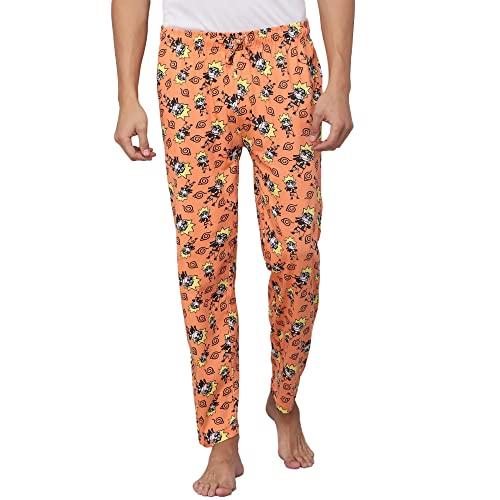 free authority regular fit naruto printed orange pajama for men