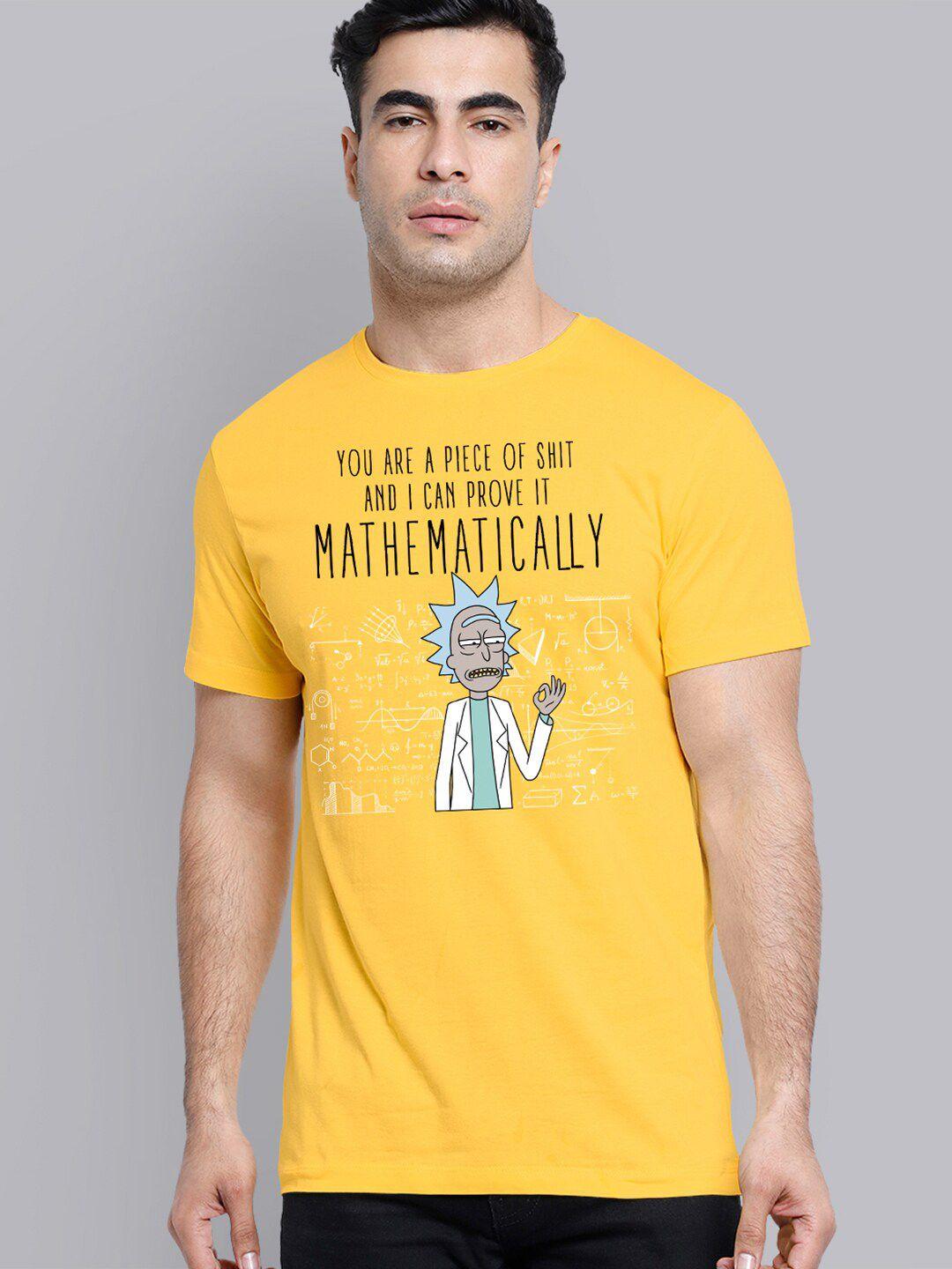 free authority rick & morty men yellow printed t-shirt