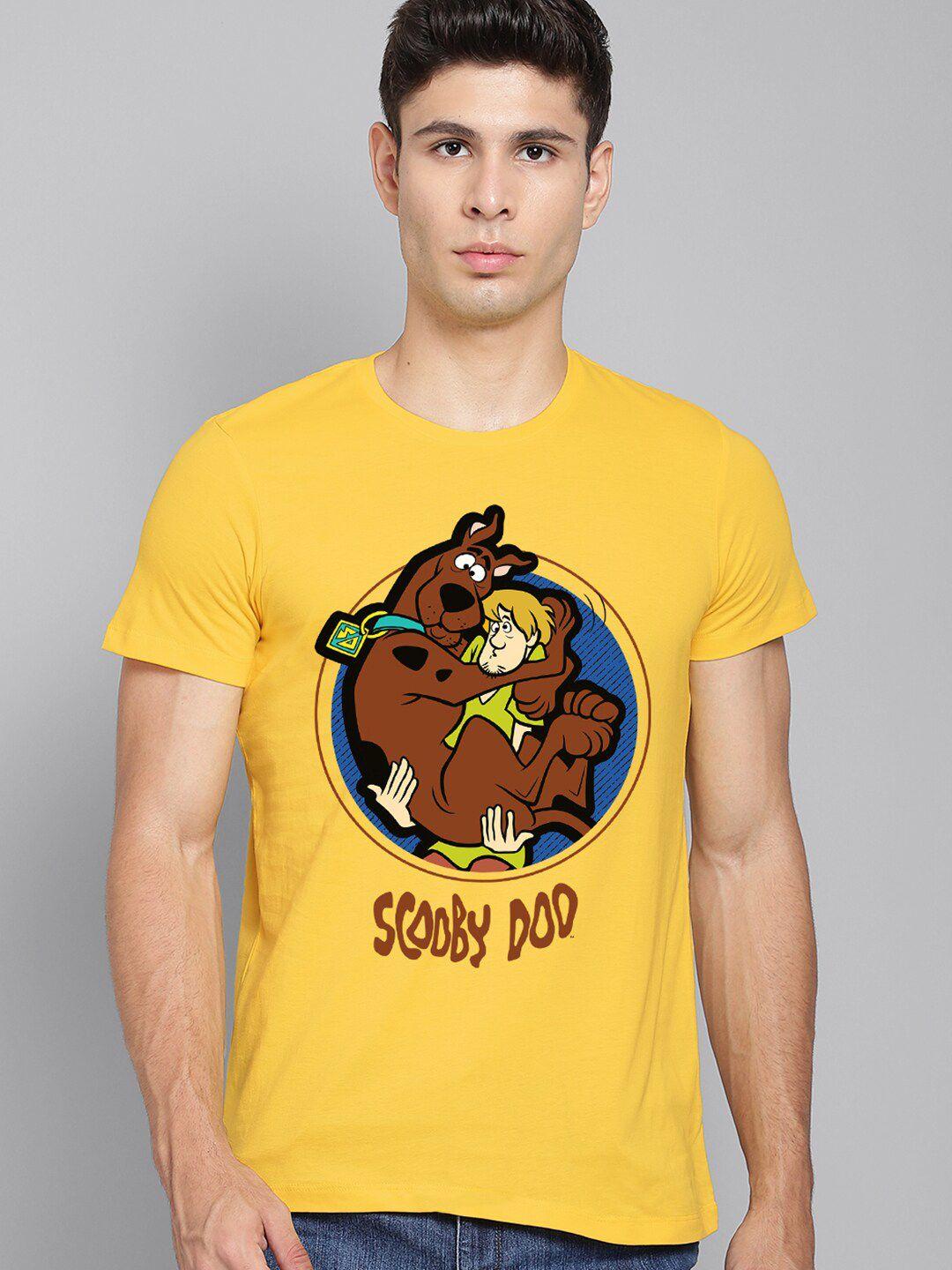 free authority scooby doo men yellow printed t-shirt