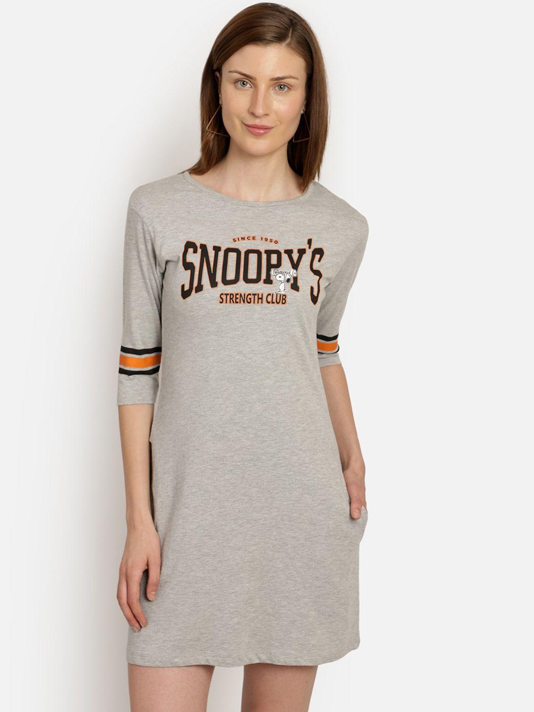 free authority snoopy print grey dress for women