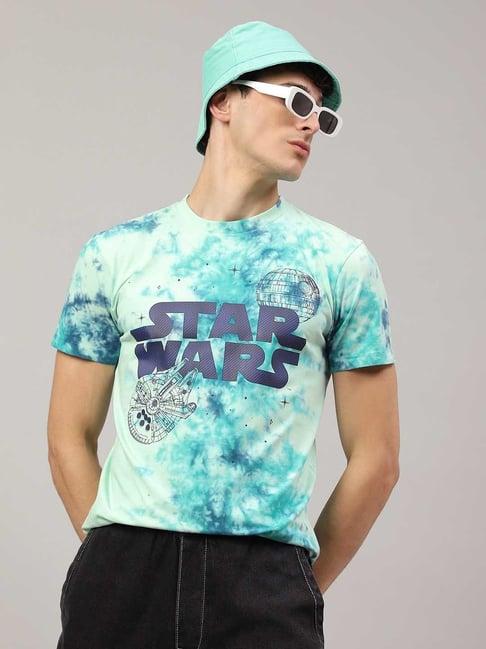 free authority star wars teal blue regular fit crew t-shirt