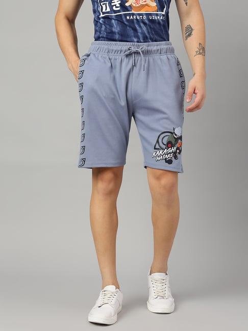 free authority steel blue regular fit naruto print shorts