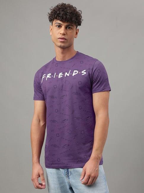 free authority violet cotton regular fit friends printed t-shirt