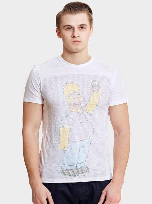 free authority white printed the simpsons t-shirt