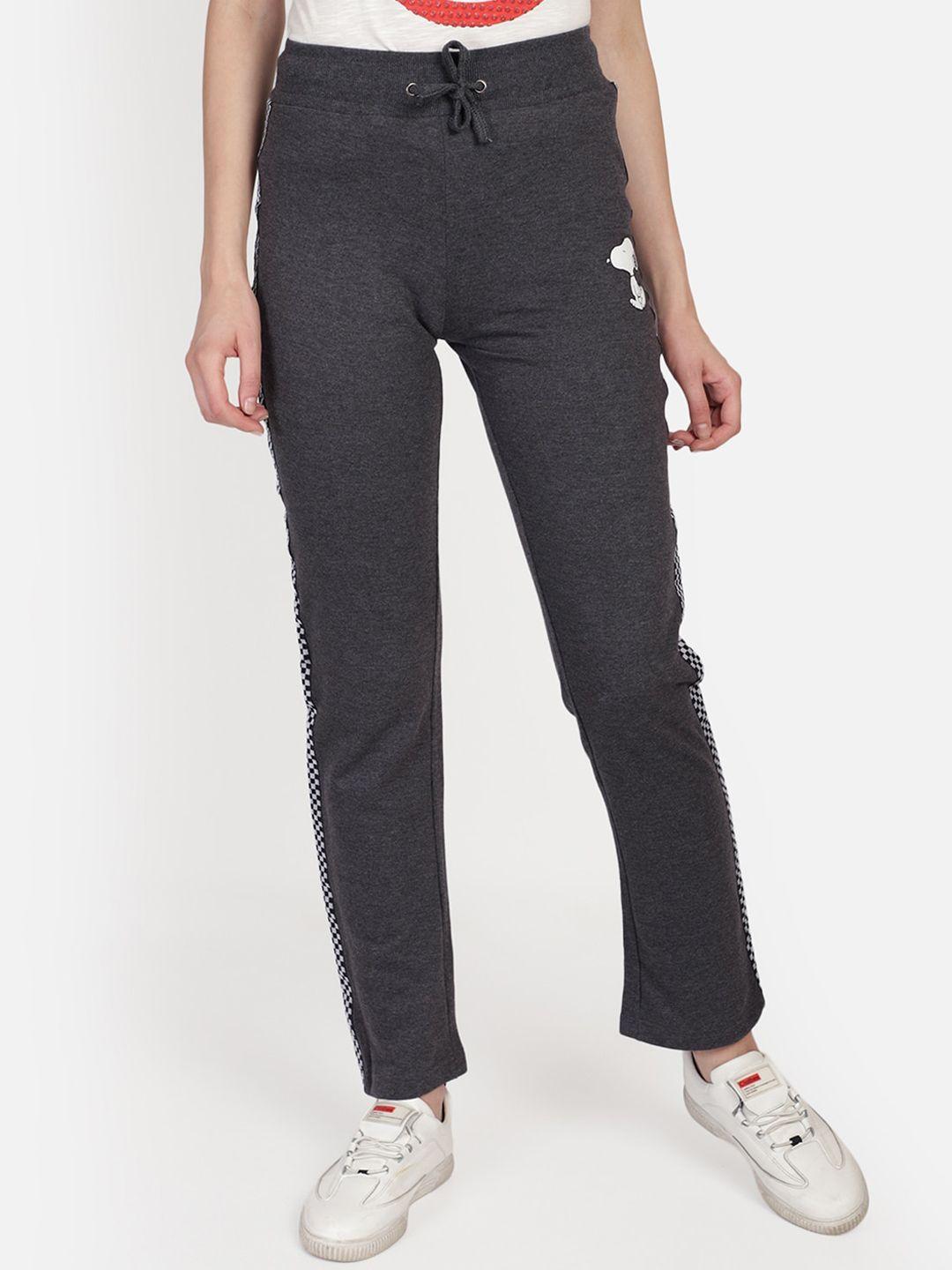 free authority women grey & white solid joggers