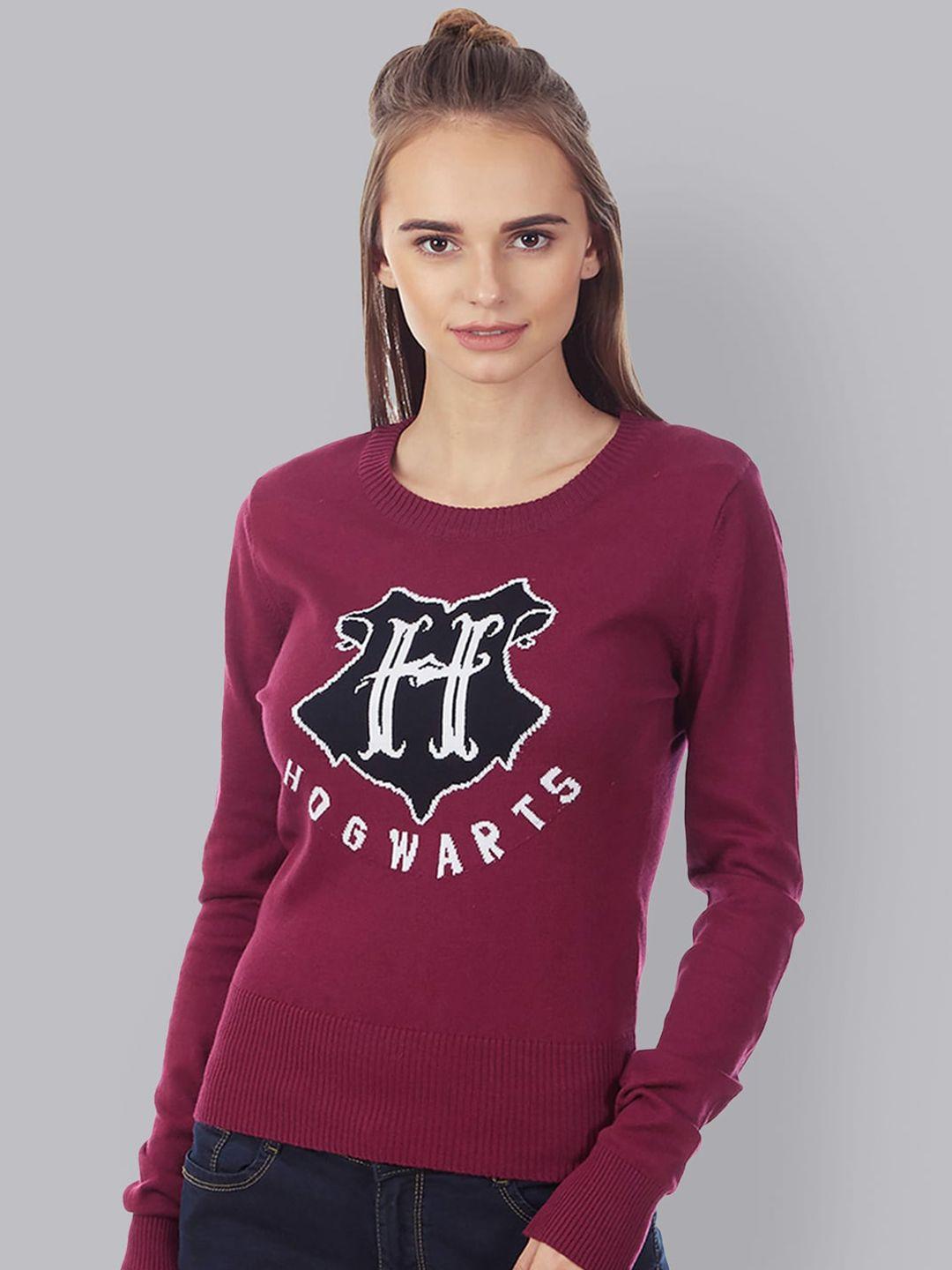 free authority women maroon & black harry potter printed pullover