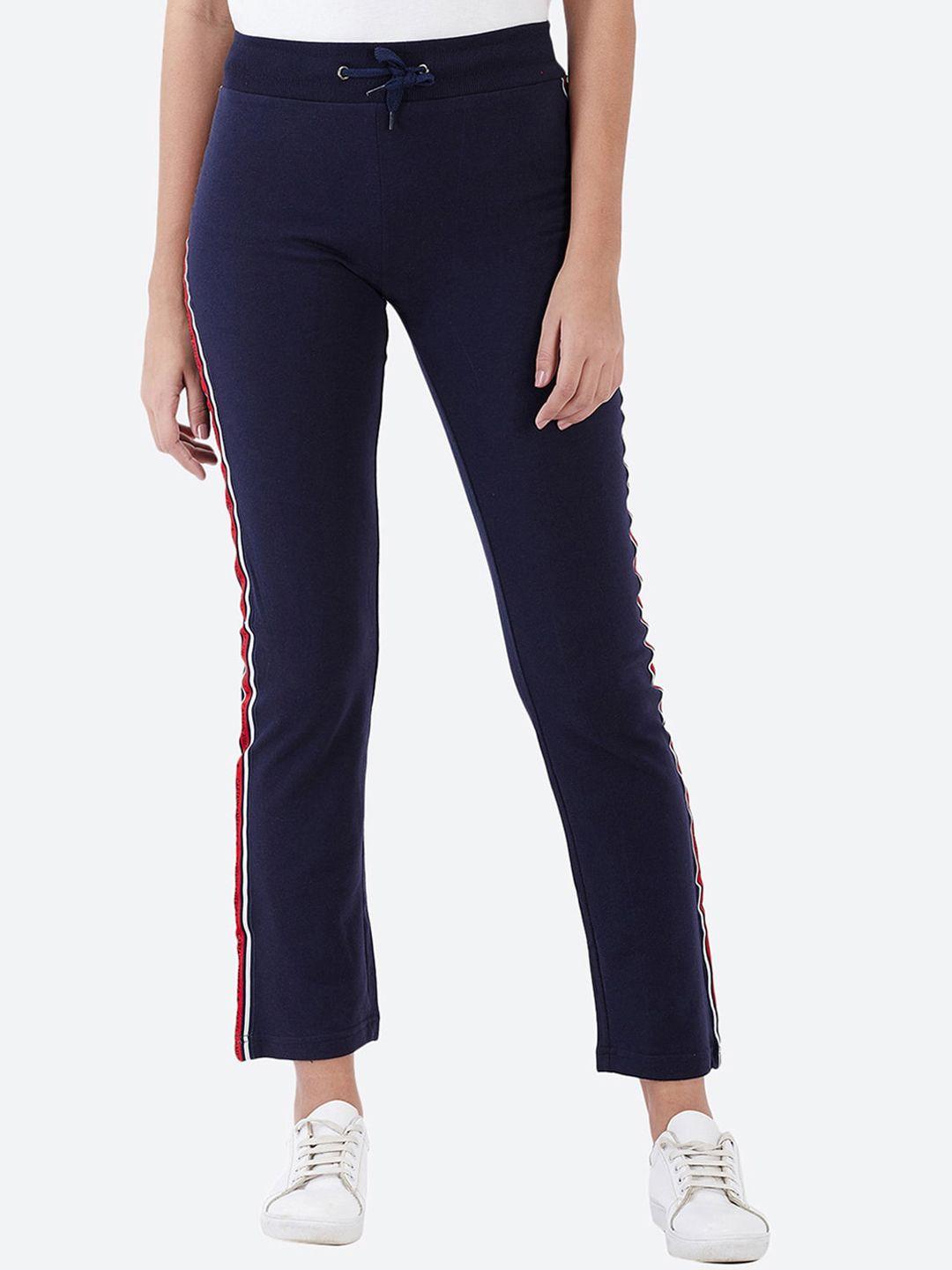 free authority women navy blue solid pure cotton captain america track pants