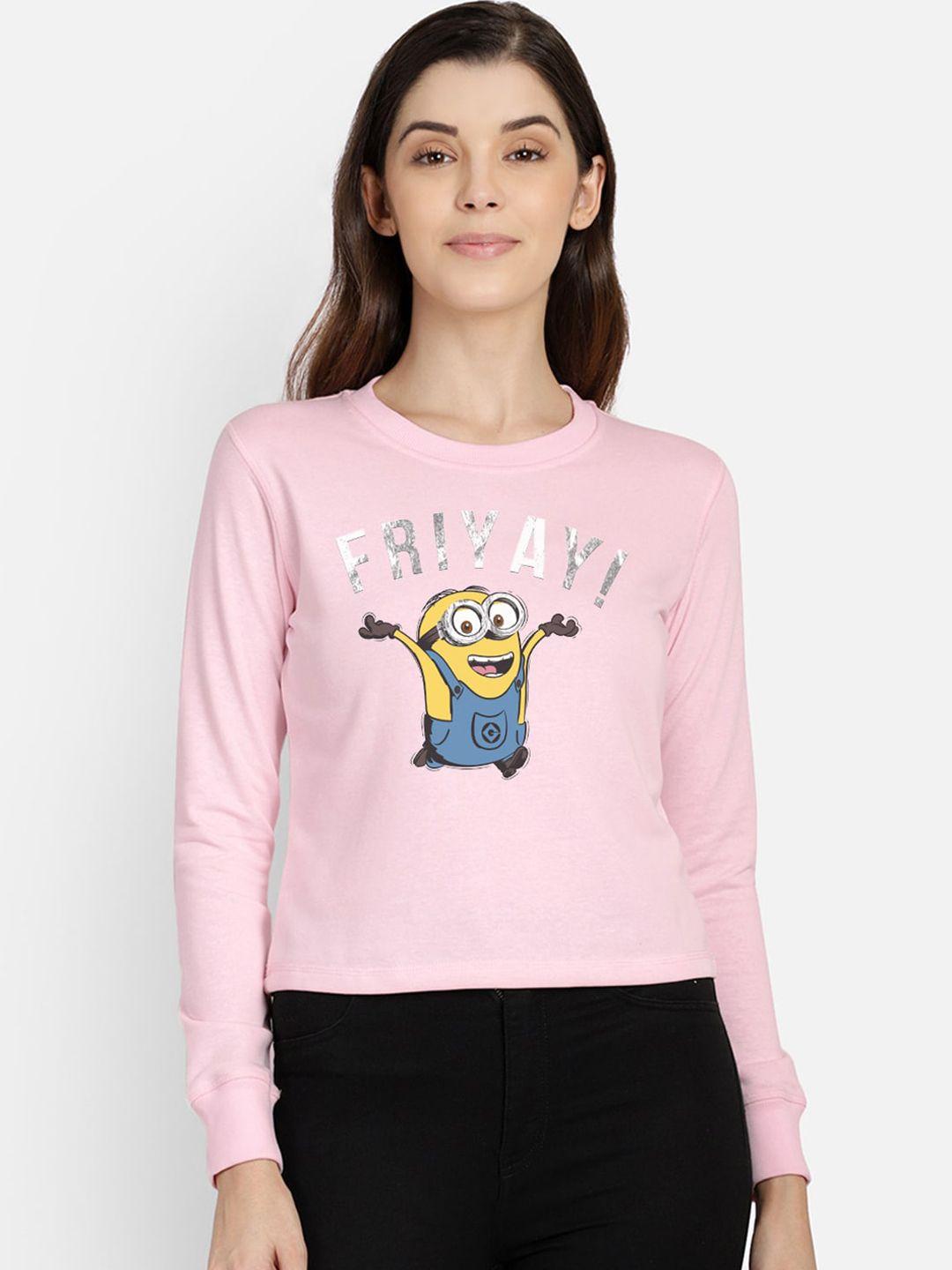 free authority women pink minion printed sweatshirt