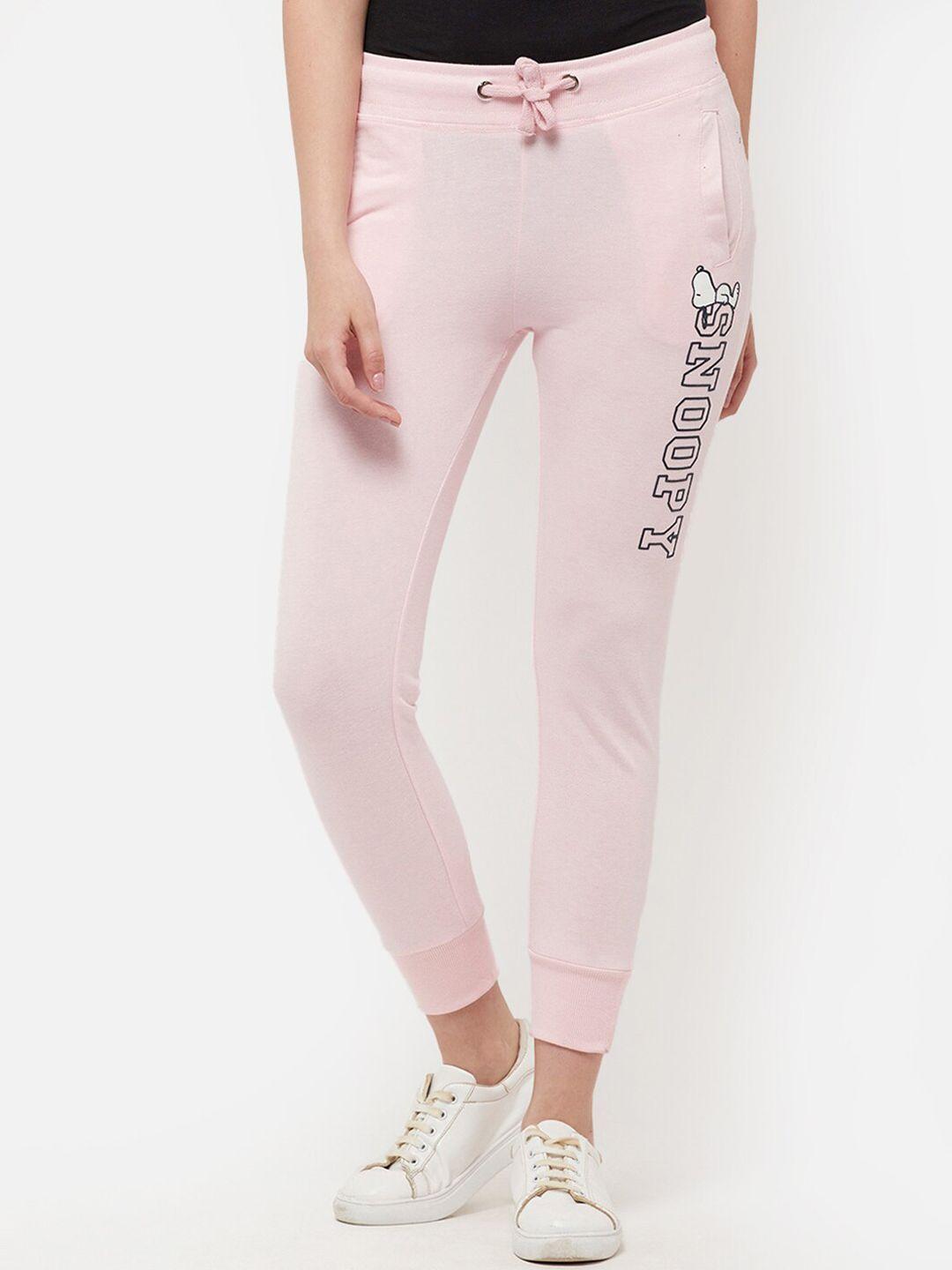 free authority women pink snoopy printed straight-fit joggers