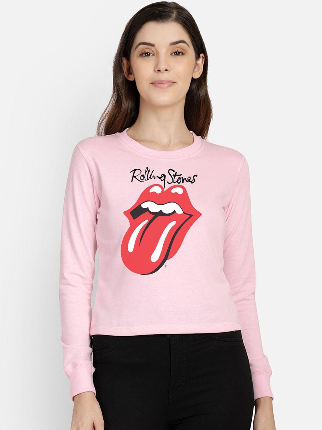 free authority women pink the rolling stone printed sweatshirt