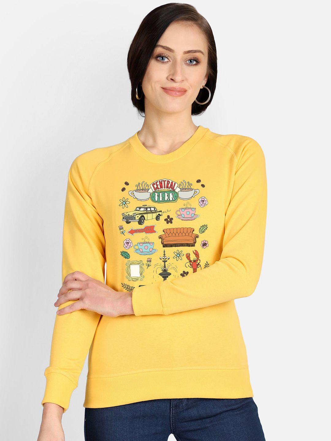 free authority women yellow friends printed sweatshirt