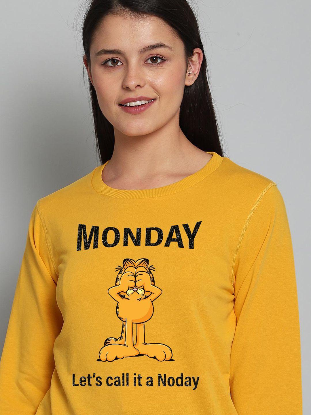 free authority women yellow garfield printed sweatshirt