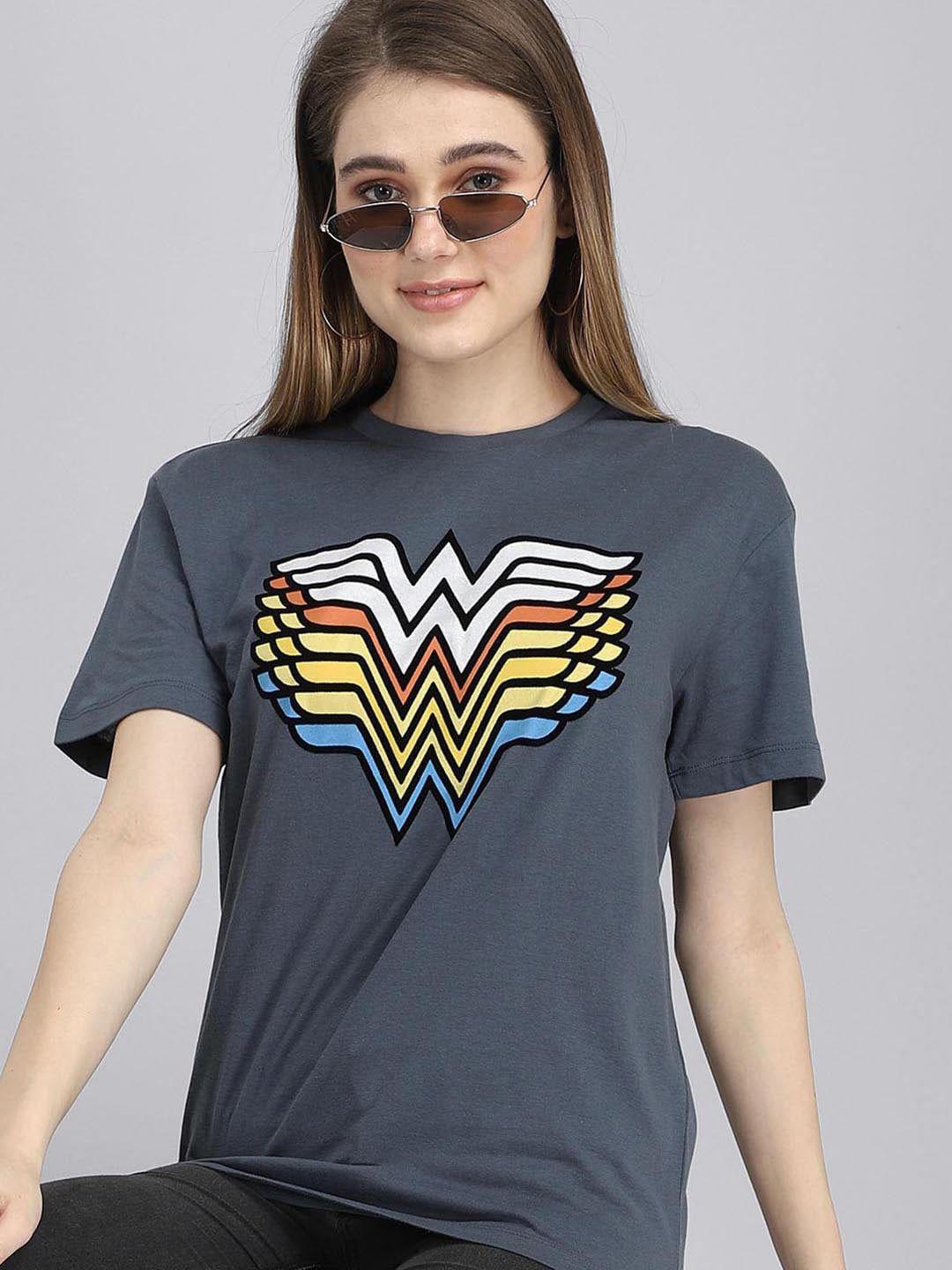 free authority wonder woman printed cotton loose-fit  t-shirt