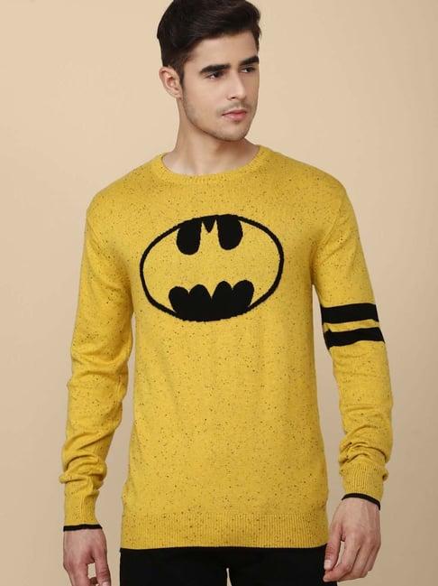 free authority yellow & black regular fit batman printed sweater