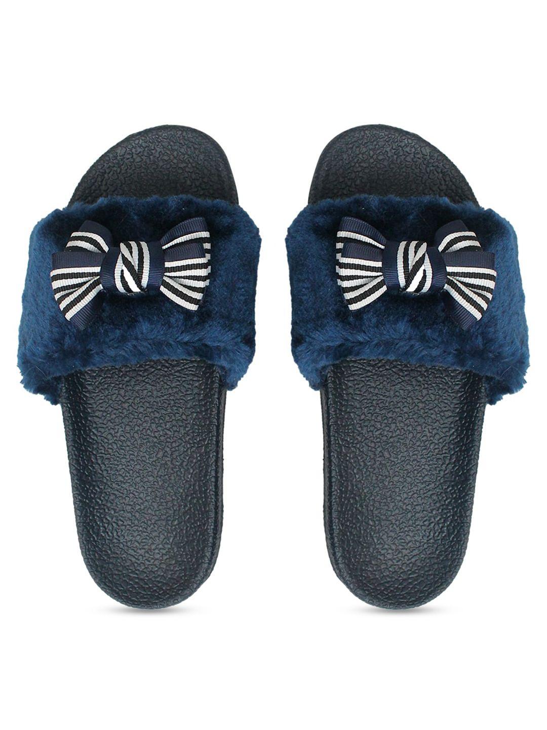 freeco women blue embellished sliders