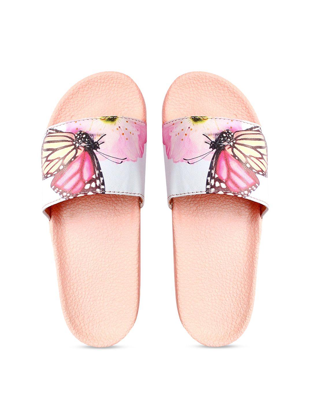 freeco women multicoloured butterfly printed sliders