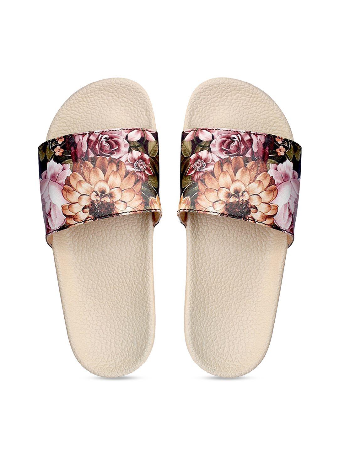 freeco women multicoloured printed sliders