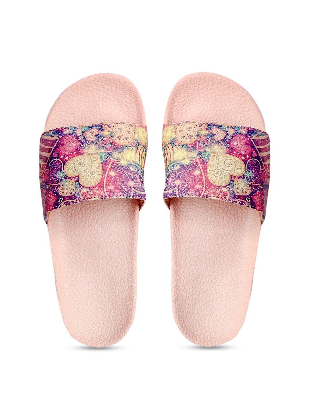 freeco women multicoloured printed sliders