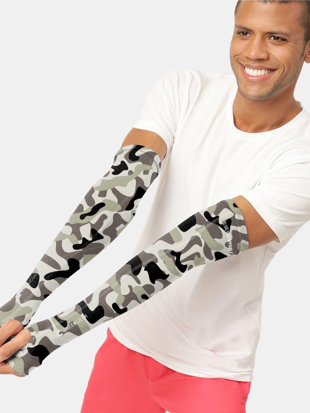 freecultr camouflage printed bamboo cotton breathable & anti-bacterial arm sleeves gloves