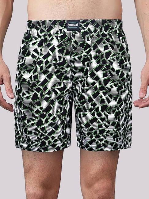 freecultr black cotton regular fit printed lounge shorts