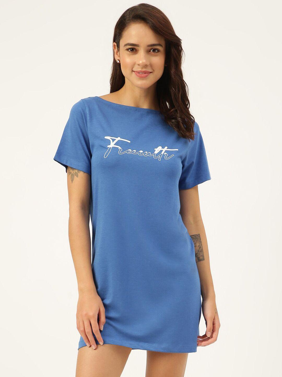 freecultr blue printed t-shirt nightdress