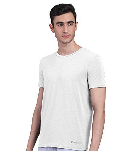 freecultr men's bamboo undershirt anti microbial anti odor breath tech super soft & comfort fit lounge wear and sleep wear t-shirt - size m pack of 1-white