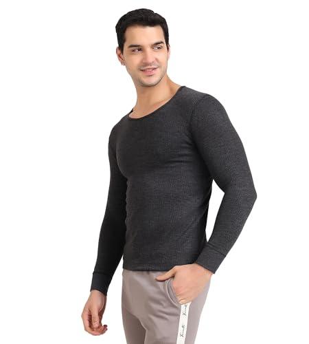 freecultr men's thermal vest | antibacterial, skin friendly with pure cotton blazetech heat retention | slim fit solid |grey (full sleeve -xl)