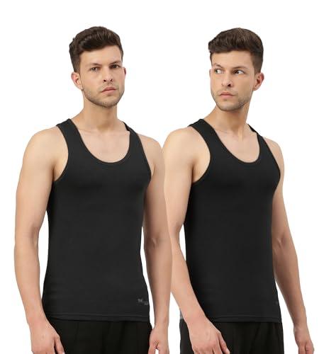 freecultr men's twin skin bamboo cotton vest, anti microbial, anti odor, breath tech super soft & comfort fit inner wear (pack of 2)