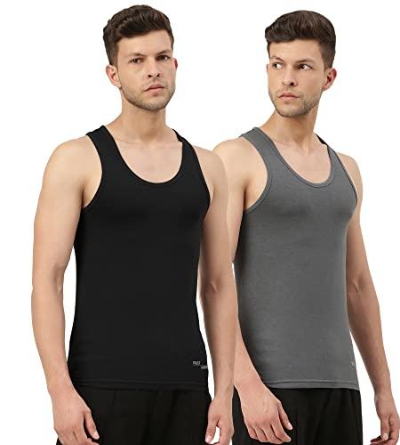 freecultr men's twin skin bamboo cotton vest, anti microbial, anti odor, breath tech super soft & comfort fit inner wear (pack of 2)