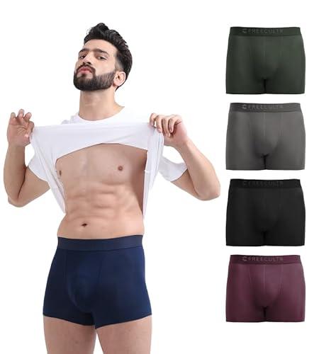 freecultr men's underwear anti bacterial micromodal airsoft trunk - non itch no chaffing sweat proof - sable black,avocado green,mist grey,port wine,space blue size m pack 5