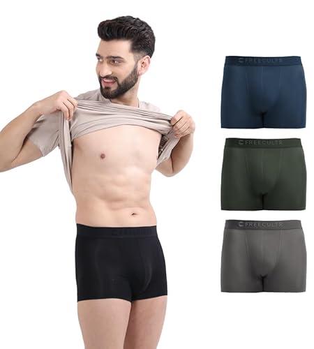 freecultr men's underwear anti bacterial micromodal airsoft trunk - non itch no chaffing sweat proof - sable black,space blue,avocado green,mist grey size 3xl pack 4