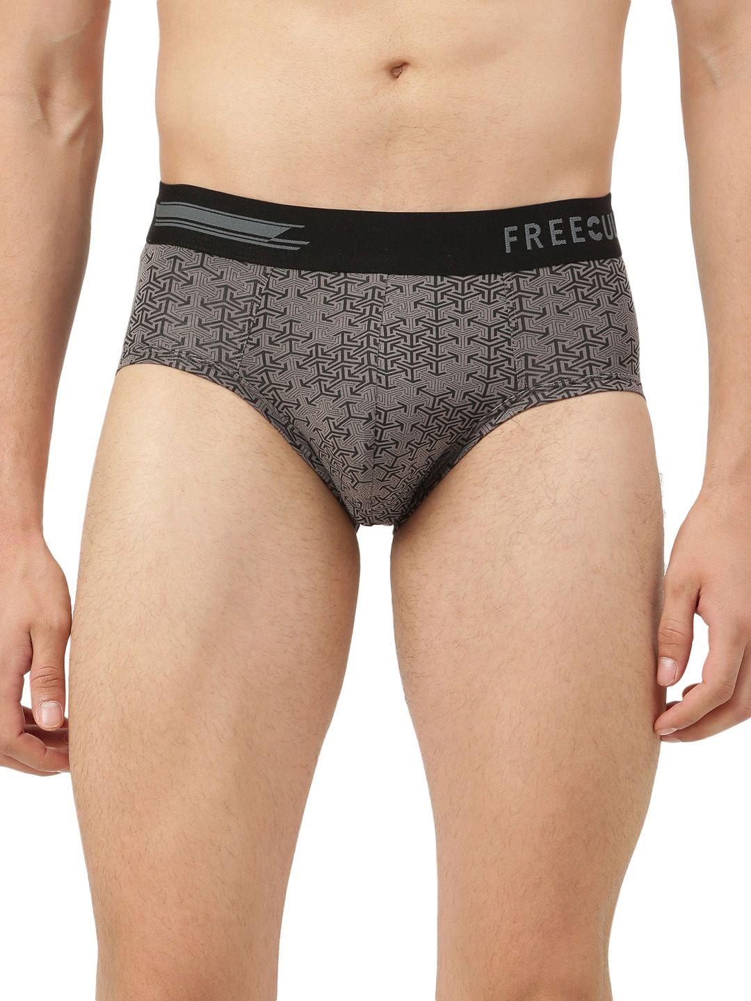 freecultr men carbon smoke grey printed anti bacterial  basic briefs