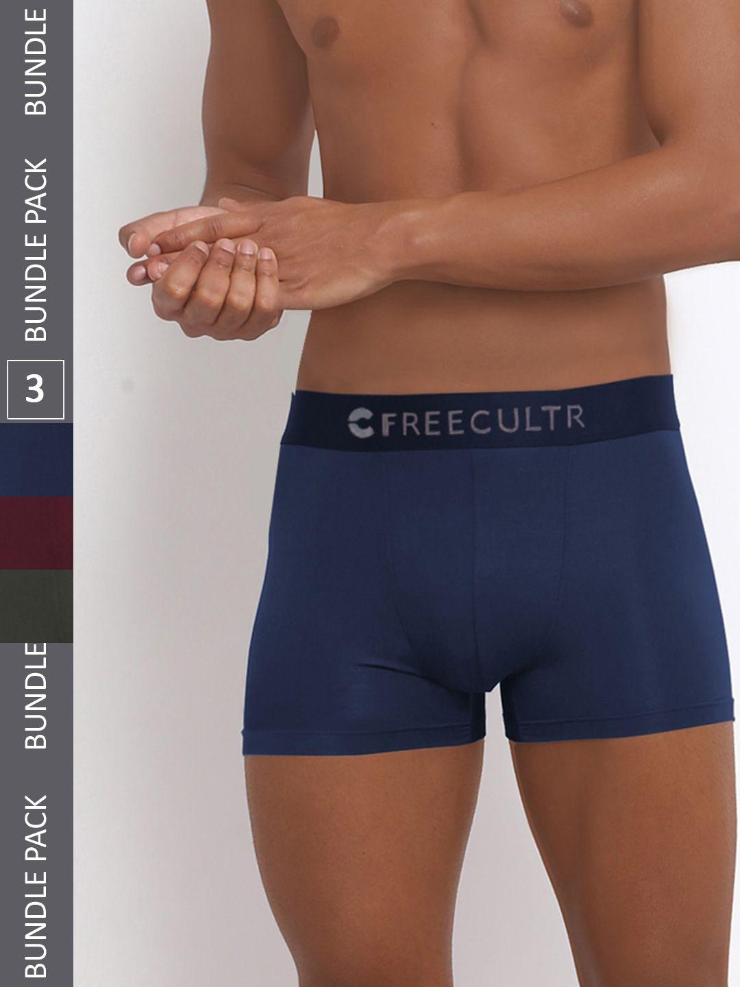 freecultr men pack of 3 solid anti-bacterial trunks fc-cx-t-ag-pw-spb