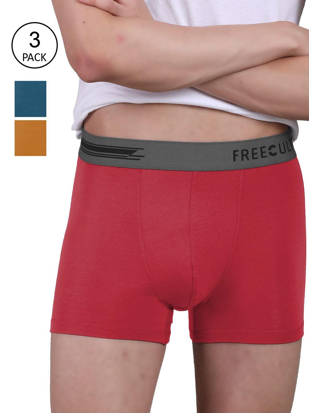 freecultr men pack of 3 solid cotton trunk