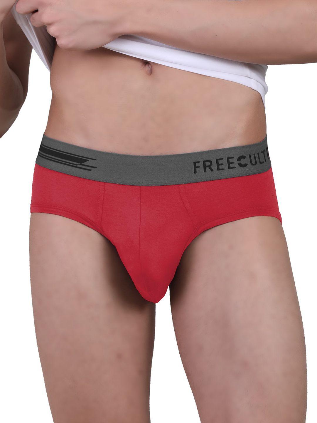 freecultr men red solid anti-bacterial modal briefs fc-pop-b-red-01