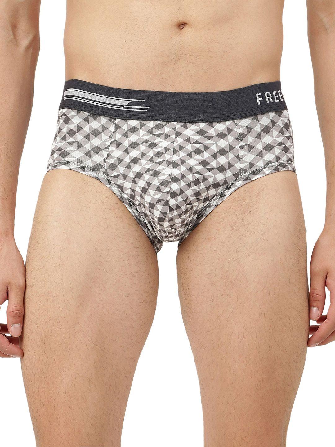 freecultr men white & grey printed basic briefs