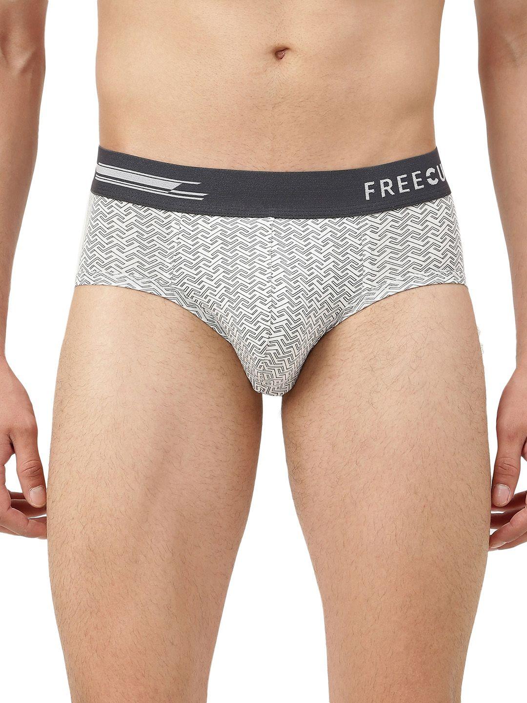 freecultr men white & grey printed basic briefs