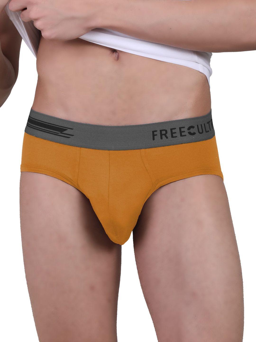 freecultr men yellow solid anti-bacterial basic briefs fc-pop-b-by-01