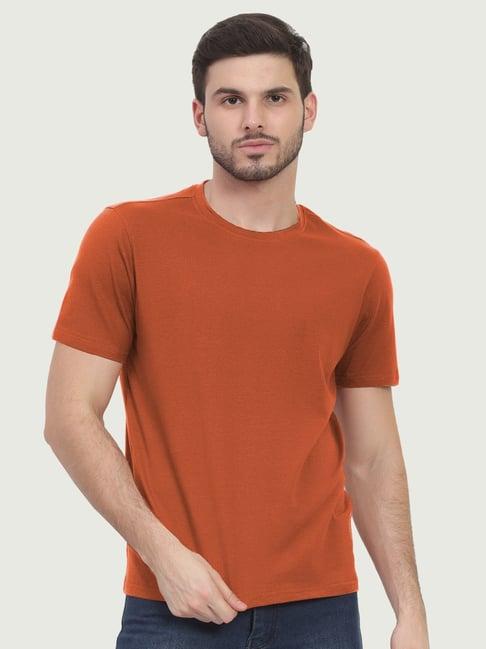 freecultr rust orange cotton regular fit t-shirt