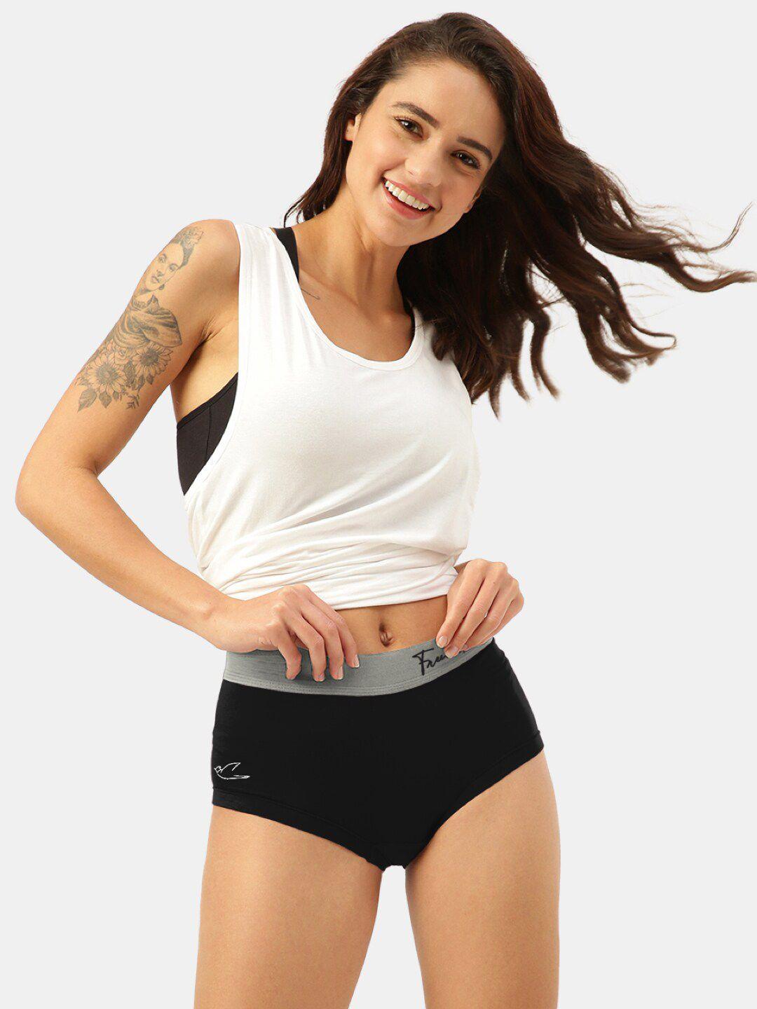 freecultr women black anti-microbial ultra soft cult waistband boxer briefs