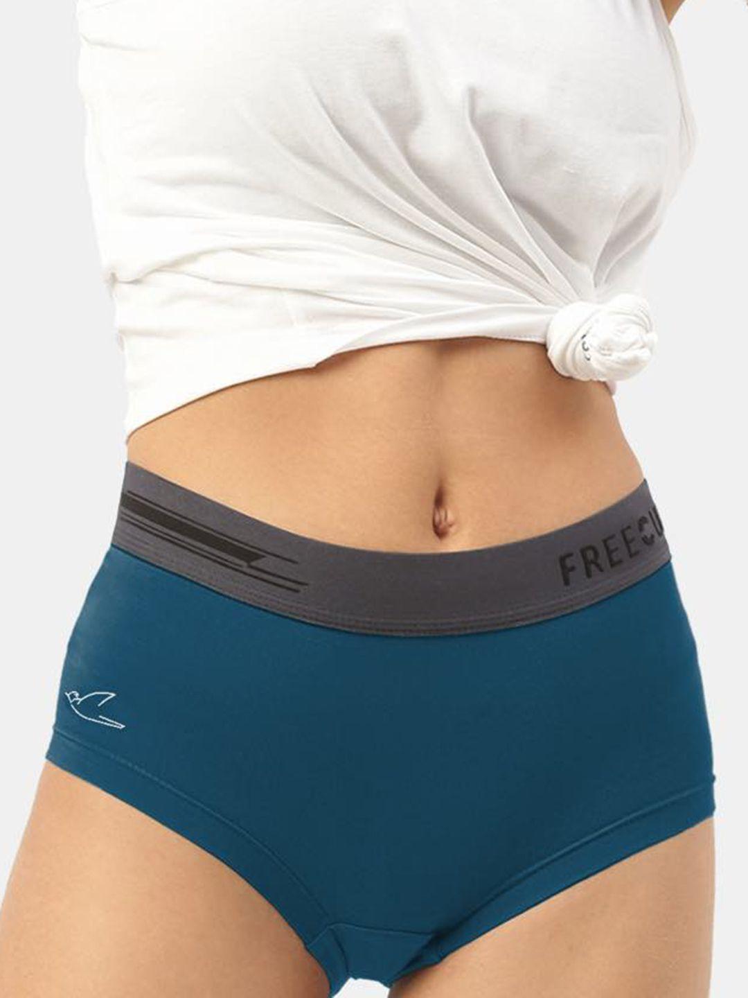 freecultr women blue antibacterial  hipster boxer briefs fc-wmn-bxr-b-mb-01-midnight blue