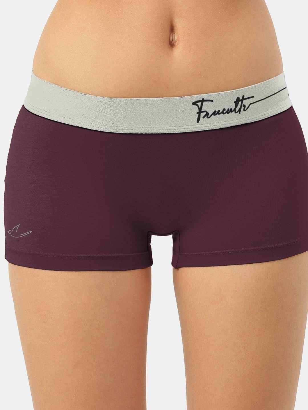 freecultr women wine solid micromodal boyshorts briefs