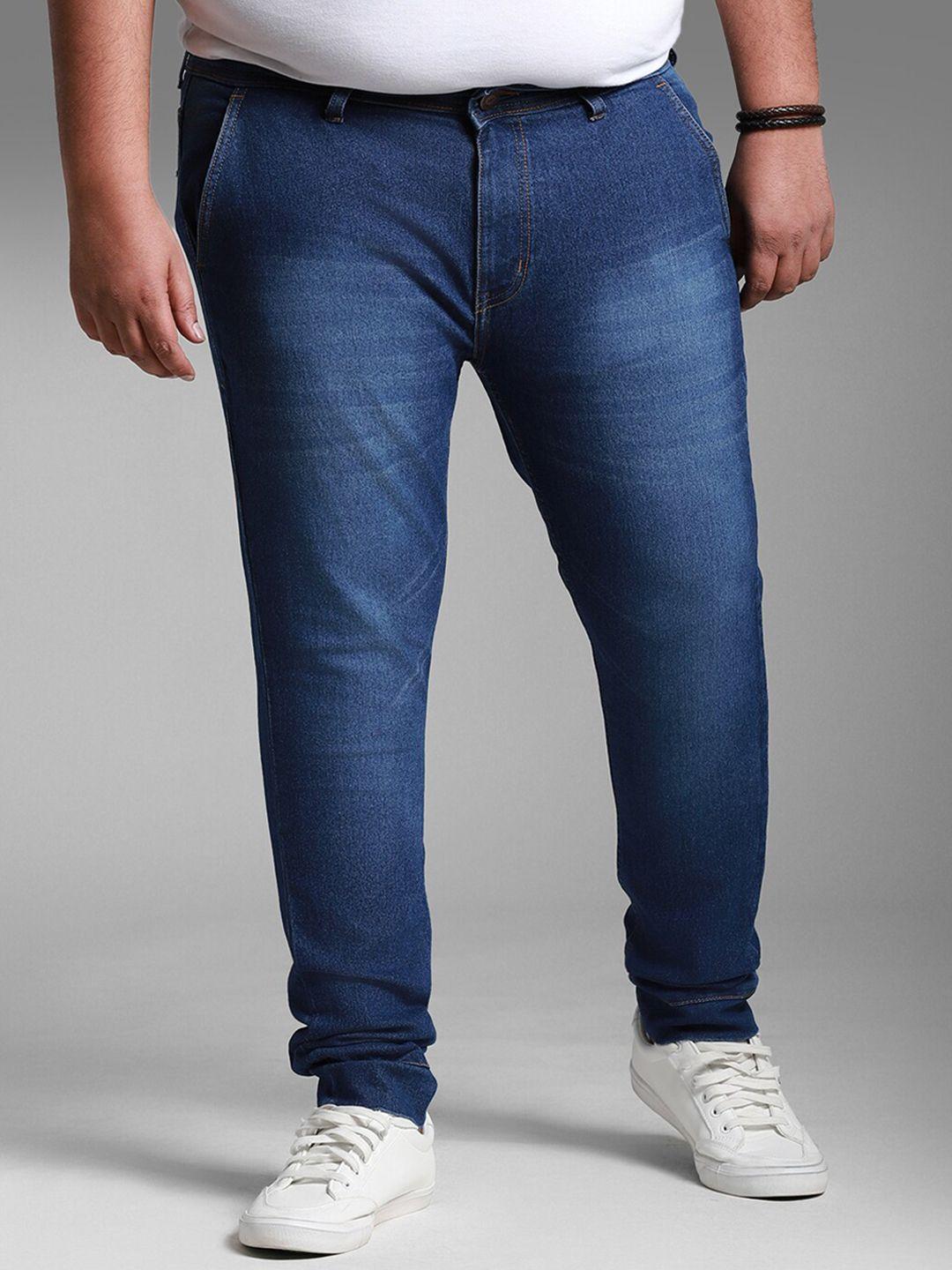 freeform by high star plus size men slim fit light fade clean look stretchable jeans