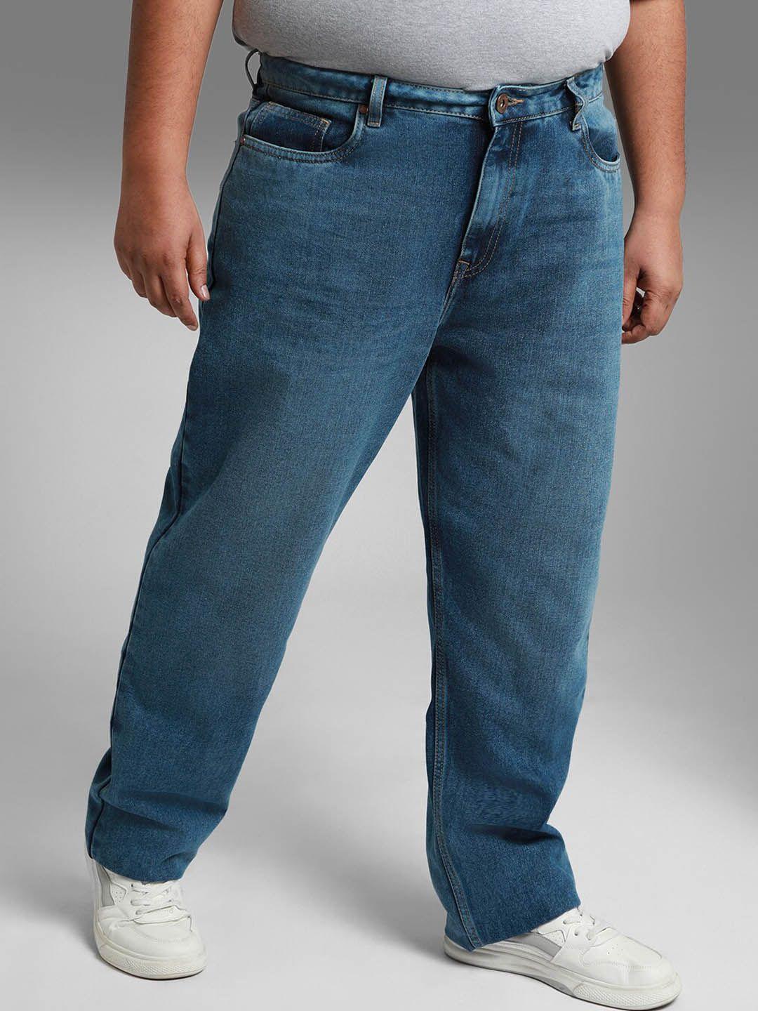 freeform by high star plus size men straight fit mid rise clean look pure cotton jeans