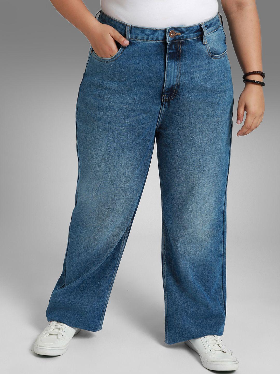 freeform by high star women plus size 90's straight high-rise pure cotton jeans