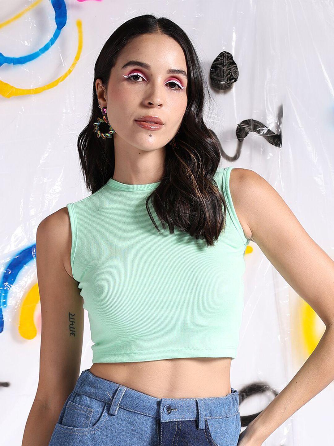 freehand by the indian garage co round neck fitted crop top